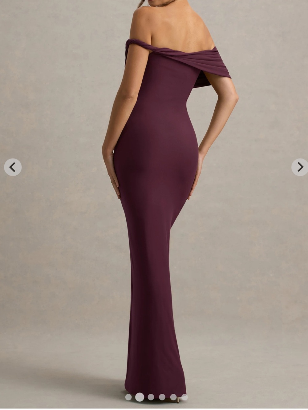 Club L London Melika Burgundy Twisted Bardot Maxi Dress - Picture 3 of 5